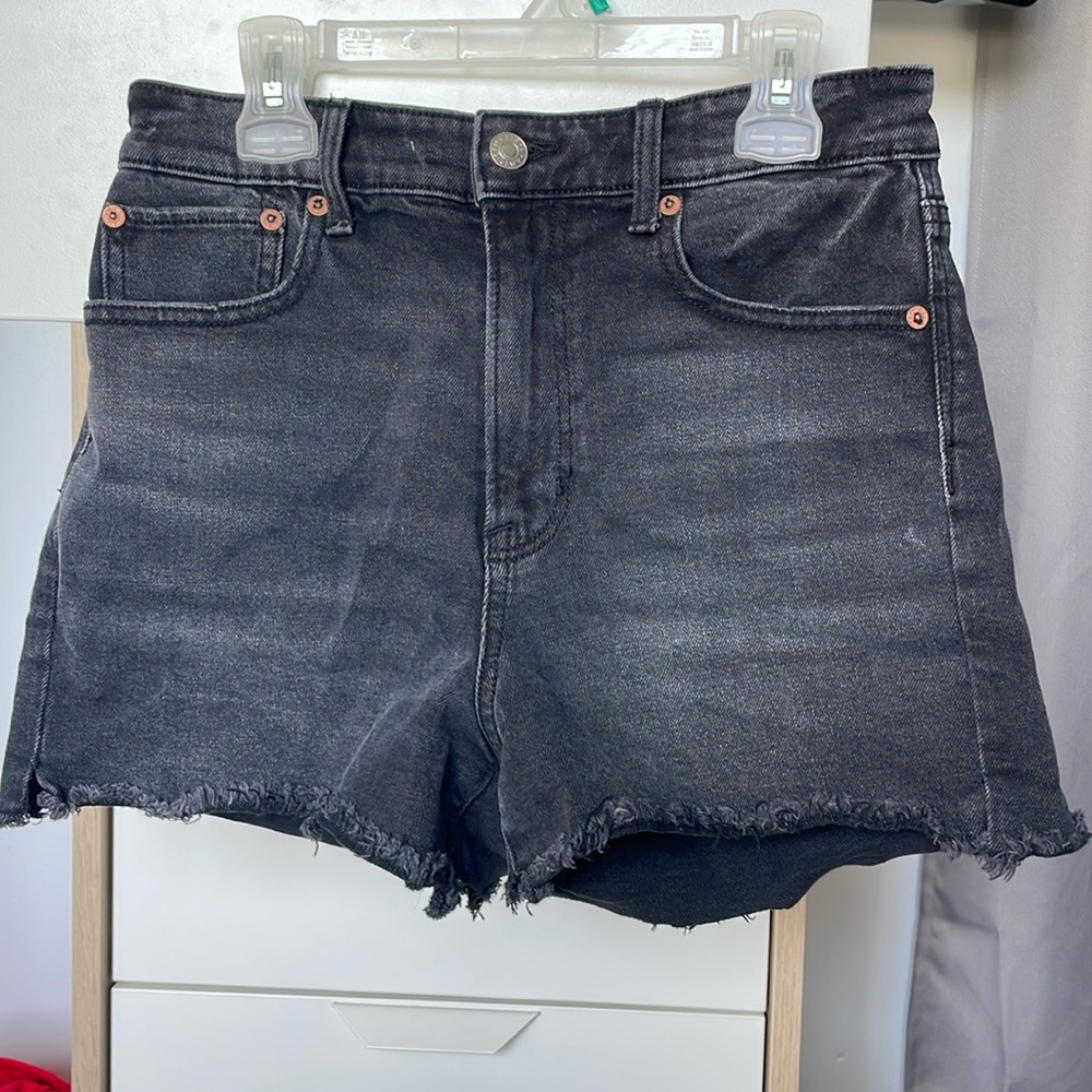 Black American Eagle Distressed Denim Shorts | Size 2